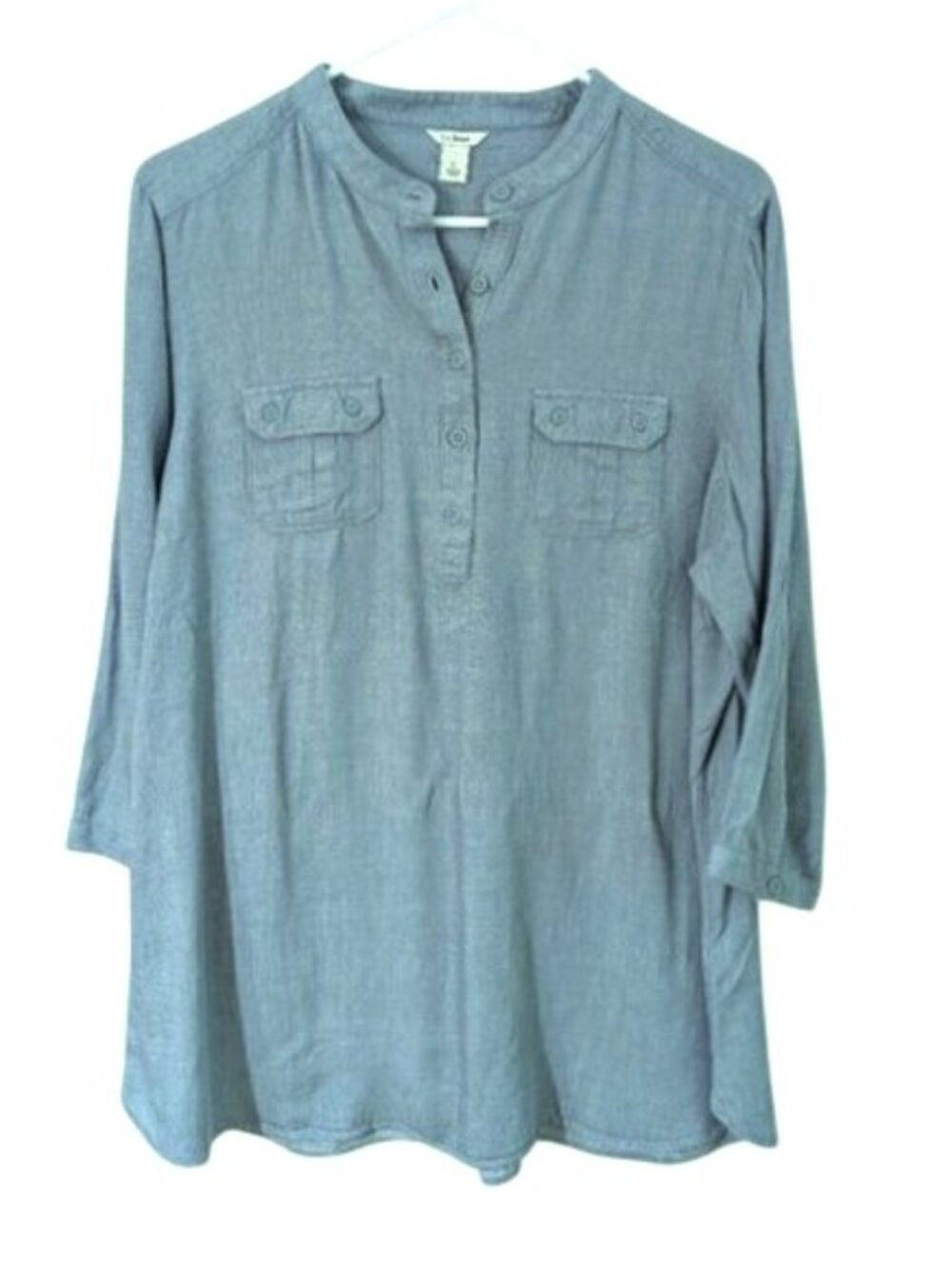 Like New L.L. Bean Linen Lyocell Blend Top Tunic Pullover 3/4 Sleeves Sage Sz L